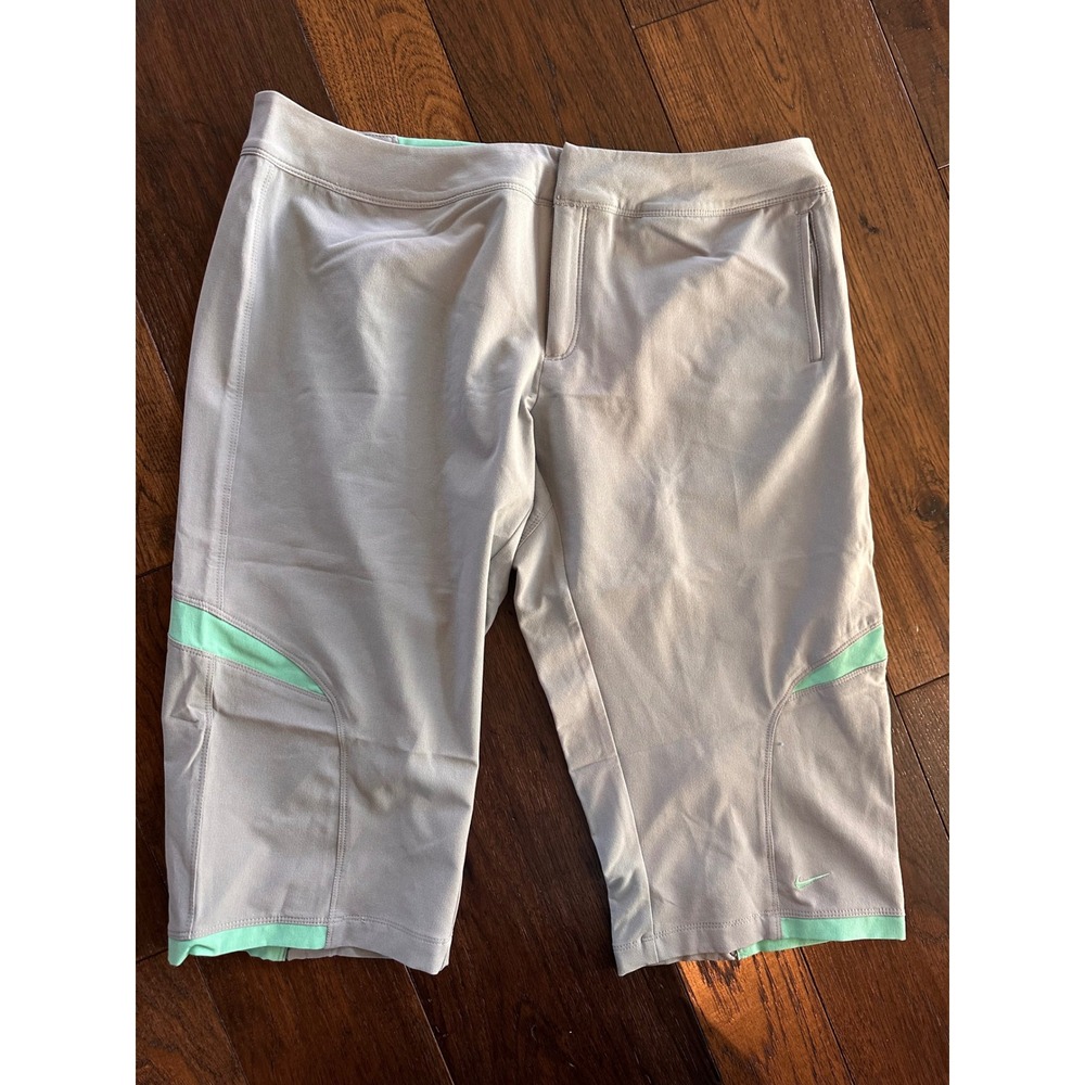 Nike Fit Dry Womens XL Gray Mint Green Athletic Capri Shorts RN 56323 CA 05553